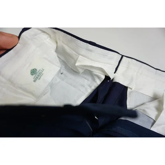 Luigi Borrelli Navy Blue 100% Wool Mens Dress Pants Sz 52 NEW